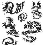 Tatuaj temporar -dragoni chinezesti- 17x10cm, 
