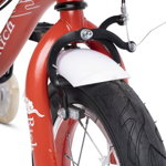 Bicicleta Fete 2-4 ani Rich Baby R1208A, Roti 12 Inch, C-Brake, Roti Ajutatoare, Cadru Roz cu Design Alb