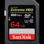 Card de memorie SanDisk SDXC Extreme Pro, 64GB, Class 10, UHS-I, 300 MB/s