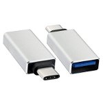 Adaptor USB 3.1 tip C tata la USB 3.0 A mama carcasa aluminiu cu functie OTG