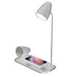 Incarcator wireless si lampa birou Tellur Nostalgia, 15W, Boxa Bluetooth 5W, Alb