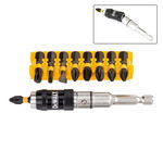 Set 9 biti de impact cu cap pivotant + adaptor DeWalt DT70518T-QZ, la 20 de grade, 25 mm, carcasa extra-rezistenta, Dewalt