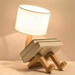 Lampa de masa, Squid Lighting, EV-330, 22 x 22 x 32 cm, lemn, natur, Squid Lighting