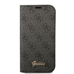 Husa telefon Guess pentru iPhone 14 Pro, Metal Camera Outline Book, Piele ecologica, Negru