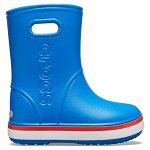 Cizme Crocs Kids' Crocband Rain Boot Albastru - Bright Cobalt/Flame