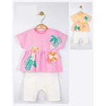 Set tricou de vara cu pantalonasi pentru fetite, Tongs baby (Culoare: Roz, Marime: 18-24 luni)