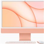 Sistem Desktop PC iMac 24" (2021) cu procesor Apple M1, 24", Retina 4.5K, 16GB, 1TB SSD, 8-core GPU, Orange, INT KB, Magic Keyboard + Mouse