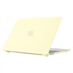 Set protectie 2 in 1 pentru MacBook Air 13.3 inch A1932 / A2179 / A2337 cu husa din plastic mat cauciucat si folie ecran TPU galben, krasscom