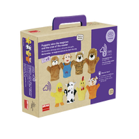 Set 8 papusi de mana Magicianul Mico si Cantecul Cocosului, cu ghid pedagogic si 2 povesti in limba romana, Akros Educational