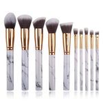 Set 10 Pensule Profesionale Pentru Makeup, Alb Marble cu Suport Inclus, OEM