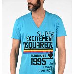 DSQUARED2 V-Neck Print Cool Fit T-Shirt Light Blue, DSQUARED2