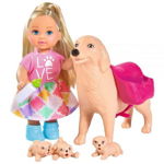 Papusa Simba Evi Love Dog Sitter 12 cm cu 4 figurine si accesorii, Simba