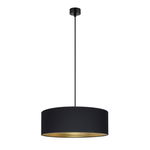 Lampa suspendata glamour 1, Sotto Luce Akai, antracit/tesatura aurie, 1,5 m cablu negru din tesatura, 1 x E27 diam. 45 cm