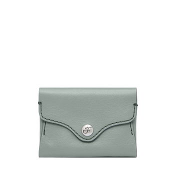 Genti Femei Fossil Heritage Leather Card Case Smokey Blue, Fossil