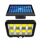 Proiector solar 160 LED 8 COB senzor de lumina si miscare,telecomanda,rezistent la apa si inghet