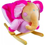 Balansoar pentru bebelusi, Elefant, lemn + plus, roz, 60x34x45 cm, Polesie