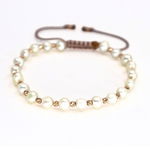 Bratara cu Bilute de Aur Roz 14K, Perle de Cultura 4.5 mm, snur Reglabil, OnixBox