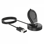 Cablu dock incarcare Smartwatch 2 in 1 pentru Xiaomi Amazfit T-Rex 2 cu incarcator si stand wireless port USB 1m din PVC negru, krasscom
