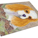 Caroline`s Treasures Cavalier Spaniel pe Faux Burlap cu conuri de pin de sticlă de tăiere Bord mare Multi 12H x 16W, 