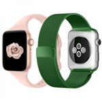 Set 2 curele Apple Watch 3 / 4 / 5 / 6 / 7 / 8 / SE series 38 / 40 / 41 mm silicon otel inoxidabil verde roz deschis, krasscom