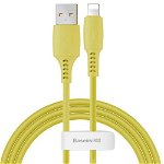Cablu pentru incarcare si transfer de date Baseus Colourful, USB/Lightning, 2.4A, 1.2m, Galben