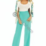 Pantaloni turquoise cu talie inalta P 876, Atmosphere Fashion