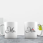 Set de 2 cani personalizate MR & MRS - Auriu, Alb, 1