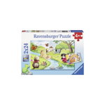 Ravensburger - Puzzle Animale jucause, 2x24 piese