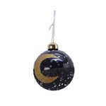 Set 3 globuri - Glitter Stars Moon - Black, Negru, Sticla,