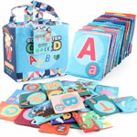 Jucarie educativa si senzoriala, Set 26 carduri moi cu literele alfabetului