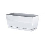 Ghiveci din plastic Coubi Case, cu vas, alb, 39 cm, 