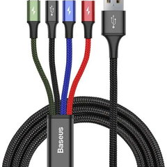 Cablu Incarcare USB-A - 2 x Lightning / microUSB / USB-C Baseus Rapid 4in1, 20W, 1.2m, Negru CA1T4-A01, Baseus