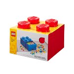 Cutie depozitare Lego, cu 4 pini, Rosu, LEGO®