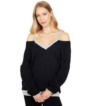 Imbracaminte Femei Michael Lauren Swanson V-Neck Pullover BlackHeather Grey, Michael Lauren