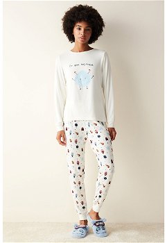 Bluza de pijama cu imprimeu grafic, Penti