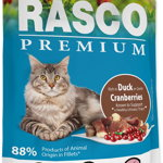 RASCO Premium Sterilized Plic pentru pisici adulte, cu Raţă şi Merişoare 85g, Rasco