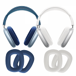 Set 2 huse de protectie pentru pernute auriculare Apple AirPods Max din silicon ultramoale alb albastru, krasscom