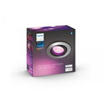 Spot LED RGB incastrat Hue Centura, Bluetooth, GU10, 5.7W, 350 lm, lumina alba si color (2000-6500K), IP20, 9cm, Argintiu, Philips