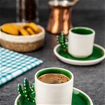 Set cești de cafea, Verde, 6x7.5x6 cm, Doreline