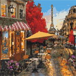 Set pictura pe numere - Street life in Paris, Brushme