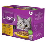Hrana umeda pentru pisici WHISKAS Delicii, Adult, pasare in sos, 12 x 85 g