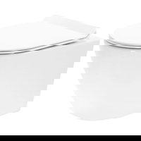 Toaleta suspendata, Rea, Carter tornado rimless, Ceramica alba, 37 cm latime, Capac cu cadere lenta, Fara margine, Sistem de spalare tornado