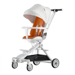 Carucior C2 Deluxe, reversibil, pliabil, cu lumini si muzica, Alb
