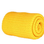 Amy - paturica puzzle tricotata din bumbac, 110x72 cm, galben