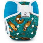 Bamboolik DUO Diaper Cover chiloței de protecție lavabili cu velcro Otters in Love + Turquoise, Bamboolik