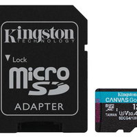 Card microSD Kingston Canvas Go Plus 128GB, UHS-I U3, pana la 200MB/s, SDCG4/128GB, ideal pentru video 4K, camere sport, drone, Android, Kingston