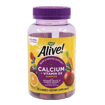 Alive! Calcium + D3 Gummies 60 jeleuri Nature's Way, Secom, natural, Natures Way