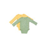 Set 2 body-uri petrecute Printed BabyCosy, 50% modal+50% bumbac, galben/verde, 3-6 luni