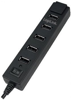 Hub Logilink UA0124, 7 porturi,USB 2.0, include alimentarea, Black, LogiLink