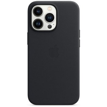 Husa de protectie Apple Leather Case with MagSafe pentru iPhone 13 Pro, Midnight